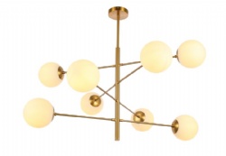 Gold Pendant Lamp Adjustable Opal White Glass Shade for Kitchen Dining