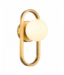 Oval Hollow Gold Frame White Glass Wall Lamp